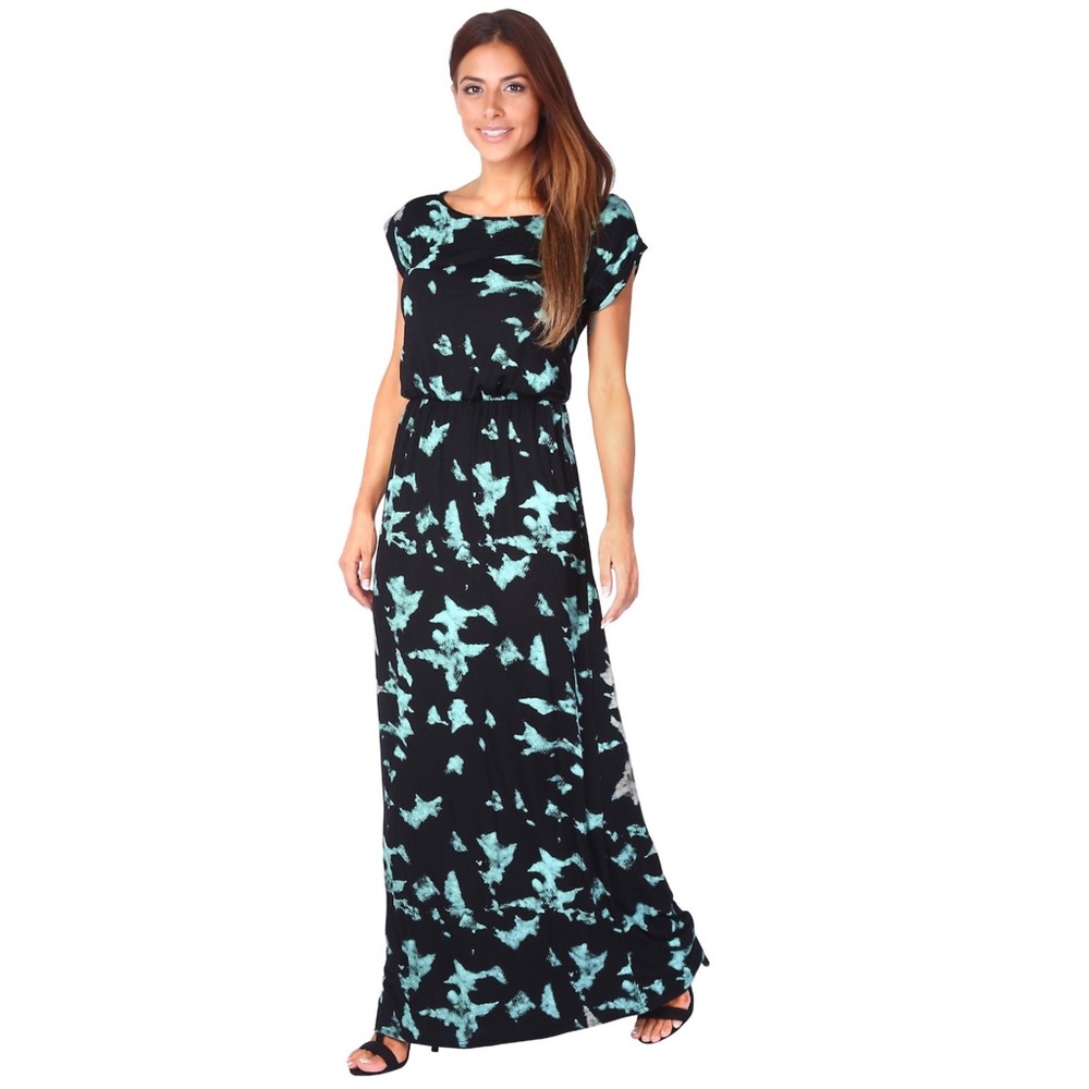 2/$40 XL-16 FIT maxi dress, black teal turquoise soft stretchy & comfy